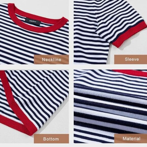 *SALE*  Short sleeve Navy/White Striped Sweater Red Accents - Picture 7 of 7